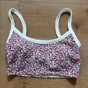 Aerie Scoop Padded Floral Print Longline Bikini Swim Top | M